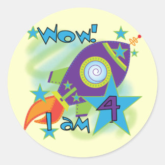 Rocket Ship 4th Birthday T-shirts and Gifts Classic Round Sticker