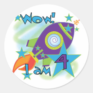Rocket Ship 4th Birthday T-shirts and Gifts Classic Round Sticker