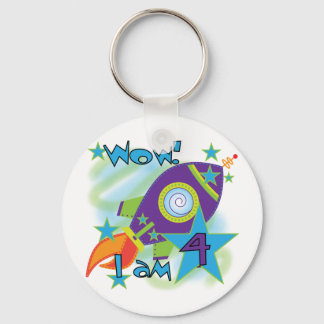 Rocket Ship 4th Birthday T-shirts and Gifts Key Ring