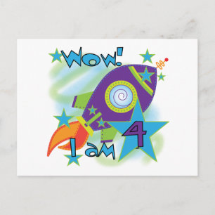 Rocket Ship 4th Birthday T-shirts and Gifts Postcard