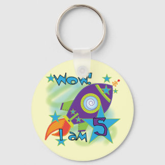 Rocket Ship 5th Birthday T-shirts and Gifts Key Ring