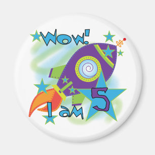 Rocket Ship 5th Birthday T-shirts and Gifts Magnet