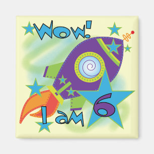 Rocket Ship 6th Birthday Tshirts and Gifts Magnet