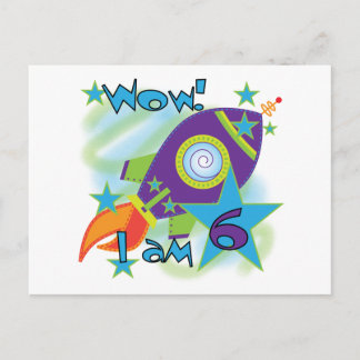 Rocket Ship 6th Birthday Tshirts and Gifts Postcard