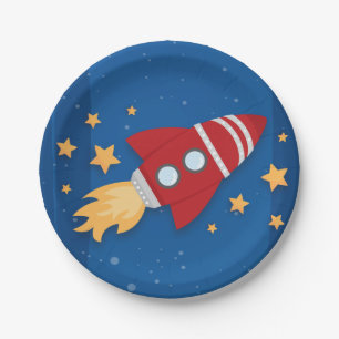 Rocket Ship Birthday Paper Plate