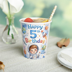 Rocket ship birthday Space Planets Boy Stars Paper Cups
