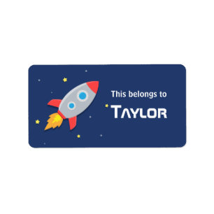 Rocket Ship Blast into Outer Space, For kids Label