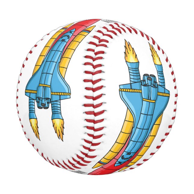 Rocket ship cartoon illustration baseball (Angled)
