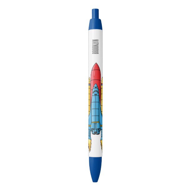 Rocket ship cartoon illustration black ink pen (Front Vertical)