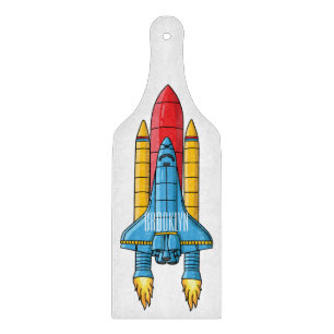 Rocket ship cartoon illustration cutting board