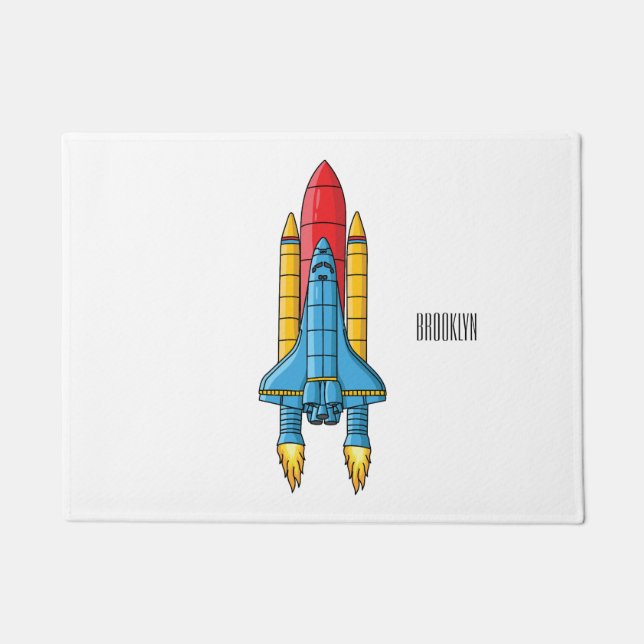 Rocket ship cartoon illustration  doormat (Front)