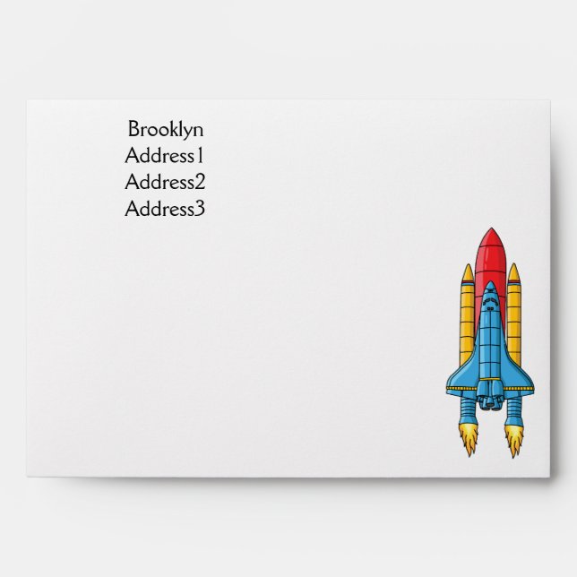 Rocket ship cartoon illustration envelope (Front)