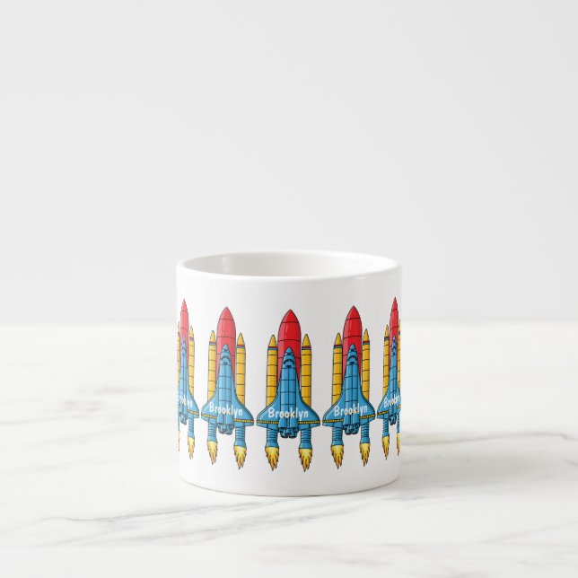 Rocket ship cartoon illustration espresso cup (Front)