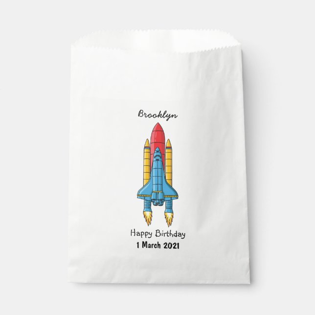 Rocket ship cartoon illustration favour bags (Front)