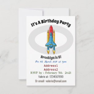 Rocket ship cartoon illustration invitation
