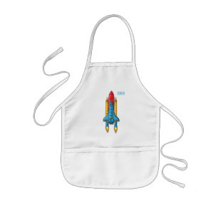 Rocket ship cartoon illustration  kids apron