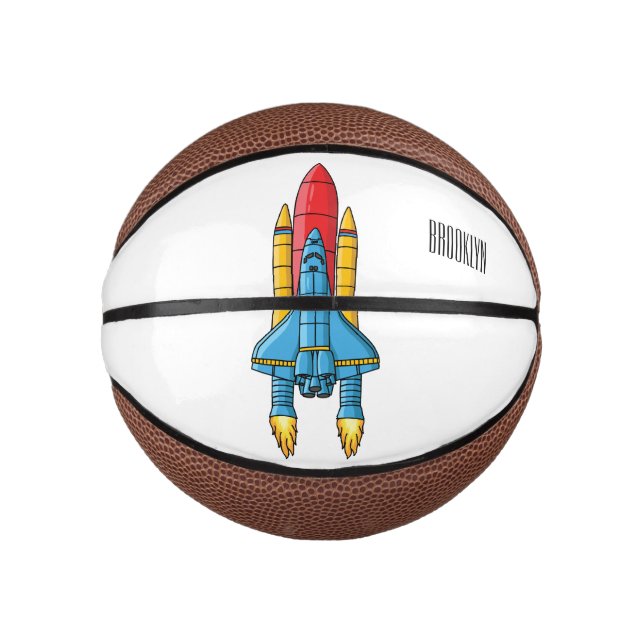 Rocket ship cartoon illustration mini basketball (Front)