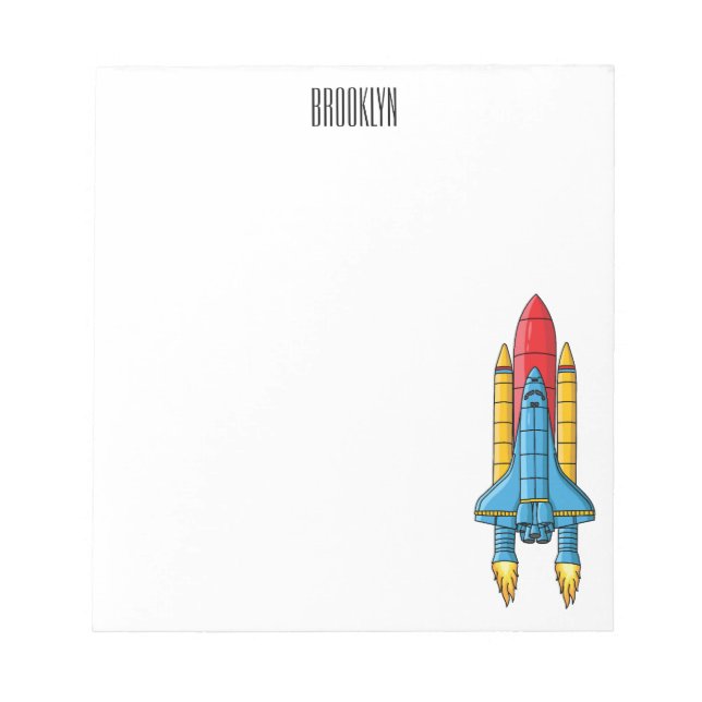 Rocket ship cartoon illustration notepad (Front)