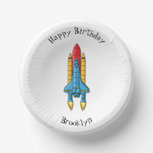 Rocket ship cartoon illustration  paper plate