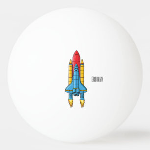 Rocket ship cartoon illustration ping pong ball