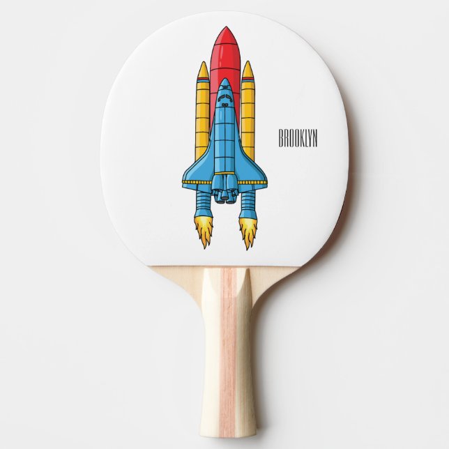 Rocket ship cartoon illustration ping pong paddle (Front)
