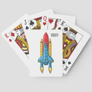 Rocket ship cartoon illustration playing cards