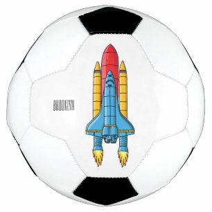 Rocket ship cartoon illustration soccer ball
