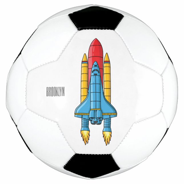 Rocket ship cartoon illustration  soccer ball (Front)