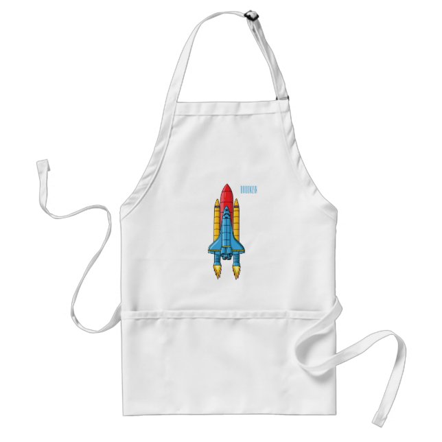 Rocket ship cartoon illustration standard apron (Front)