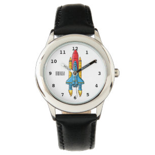 Rocket ship cartoon illustration watch