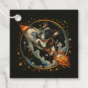 Rocket Ship French Bulldog Astronaut Favour Tags