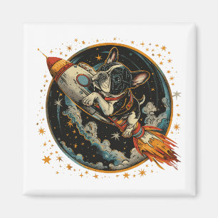 Rocket Ship French Bulldog Astronaut Magnet