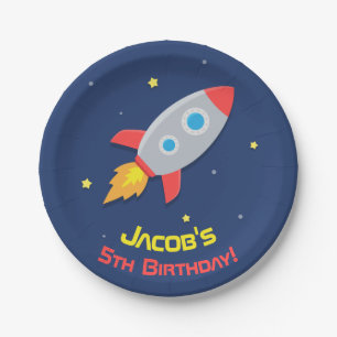 Rocket Ship in Outer Space Birthday Party Supplies Paper Plate