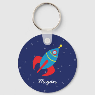 Rocket Ship in Space Key Ring