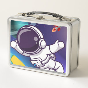 Rocket ship metal lunch box