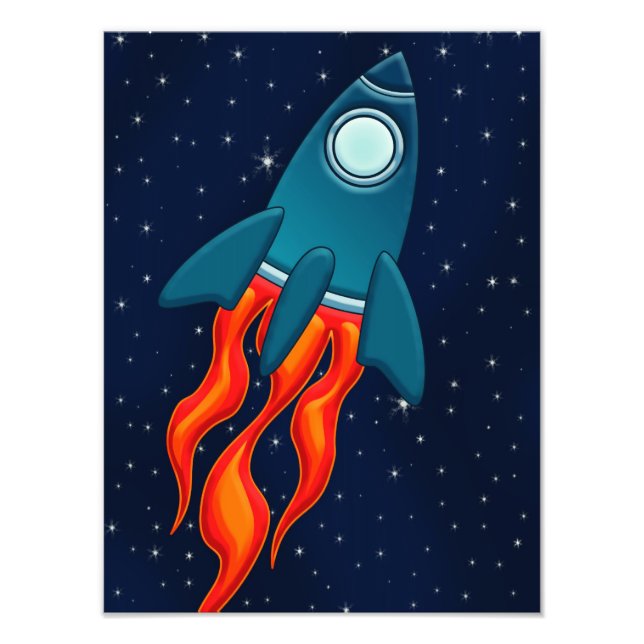 Rocket ship on space photo print (Front)