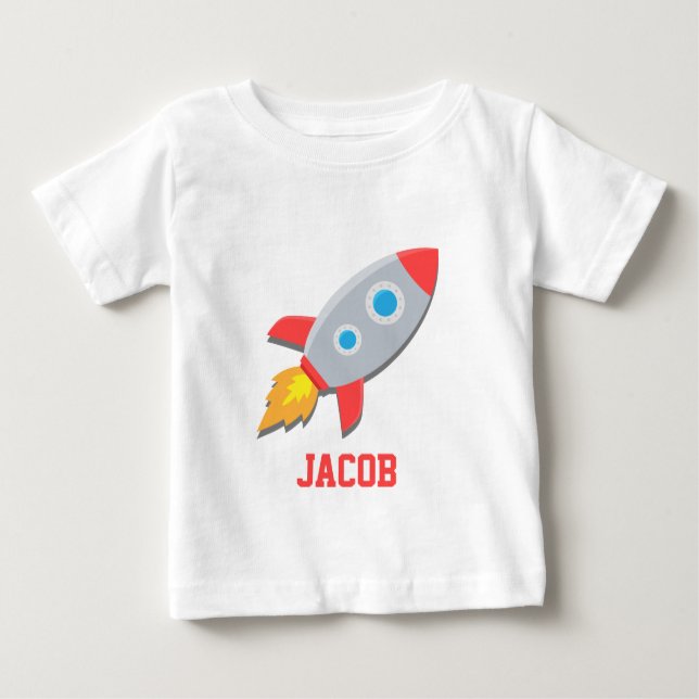 Rocket Ship, Outer Space, For Baby Boys T-Shirt (Front)