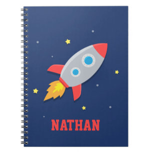 Rocket Ship, Outer Space, For Boys Spiral Notebook