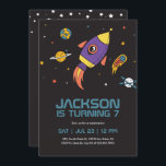 Rocket Ship Outer Space Galaxy Kids Birthday Invitation<br><div class="desc">Cute design for kids,  boys or girls who love astronaut,  outer space,  rocket,  universe,  planets,  stars and galaxy. Perfect for space theme birthday party. You can customise the wording to fit other occasions.</div>