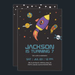 Rocket Ship Outer Space Galaxy Kids Birthday Invitation<br><div class="desc">Cute design for kids,  boys or girls who love astronaut,  outer space,  rocket,  universe,  planets,  stars and galaxy. Perfect for space theme birthday party. You can customise the wording to fit other occasions.</div>