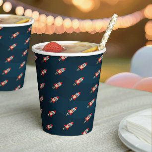 Rocket Ship Pattern Paper Cups