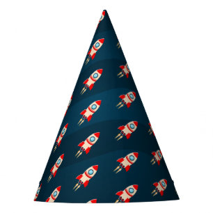Rocket Ship Patterned Birthday Party Hat