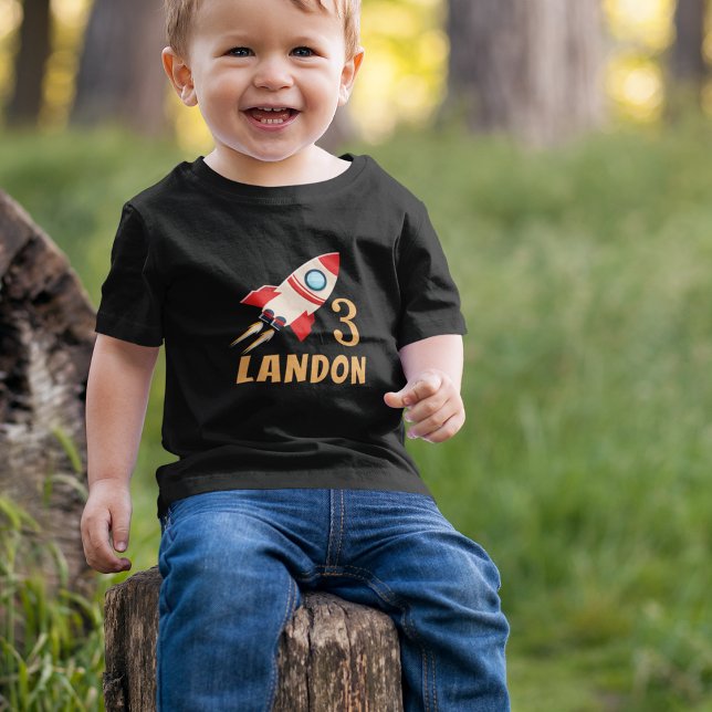 Rocket Ship Personalised Custom Age Birthday Toddler T-Shirt (Creator Uploaded)