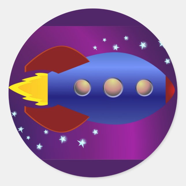 Rocket Ship to the Stars Classic Round Sticker (Front)