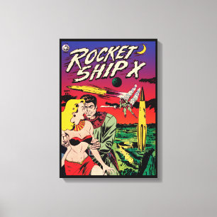 Rocket Ship X Vintage Sci Fi Comic Book Cover Canvas Print