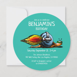Rocket Snail Birthday Invitation