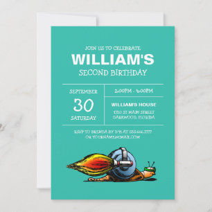 Rocket Snail Birthday Invitation