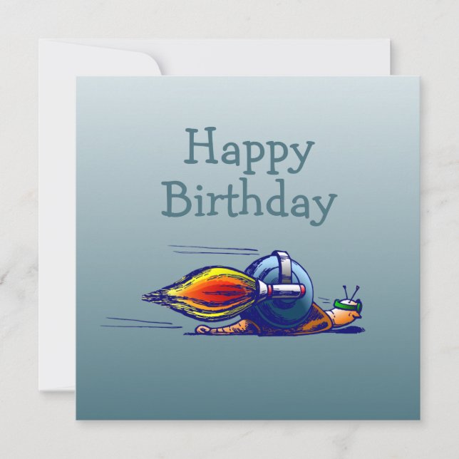 Rocket Snail Flat Birthday Card (Front)