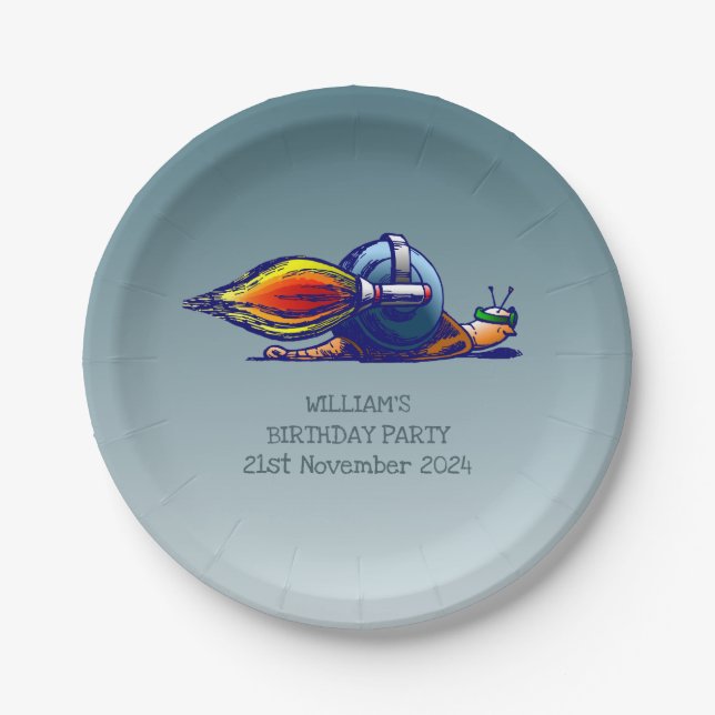 Rocket Snail's Jetpack Ride Paper Plate (Front)