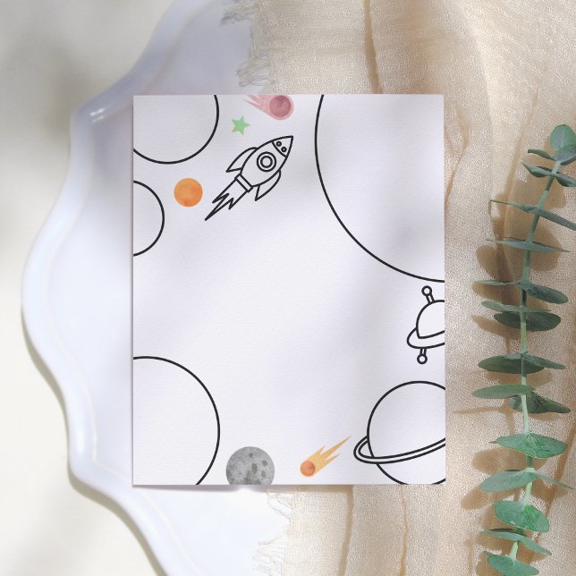 Rocket & Space Birthday Colouring Page Thank You (Creator Uploaded)